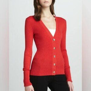 Tory Burch Red Shrunken Simone Cardigan Sweater XS